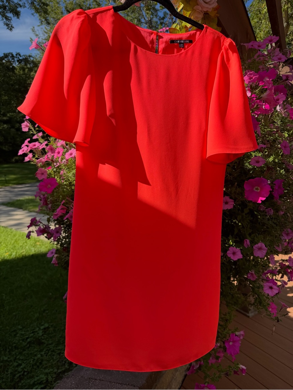 Gianni Bini Bright Red Flutter Sleeve Mini Dress